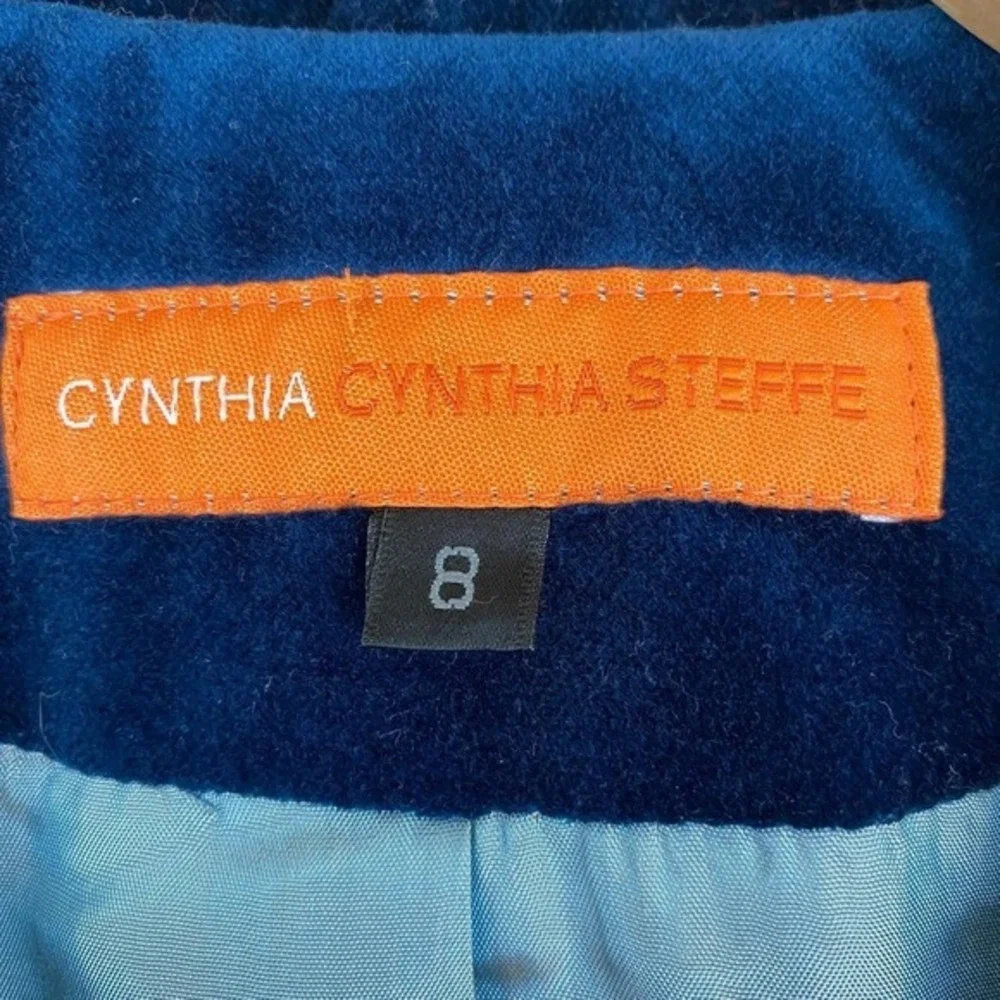 VTG Cynthia Steffe Velvet Renaissance Cropped Blazer Women 8 Blue Royal Medieval